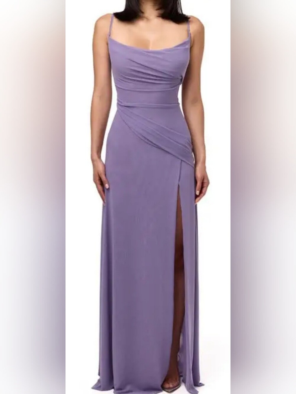 Lavender Side-Slit Maxi Dress